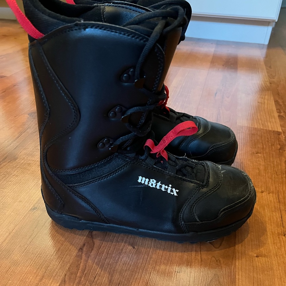 Matrix Black Snowboard Boots with Red Accents